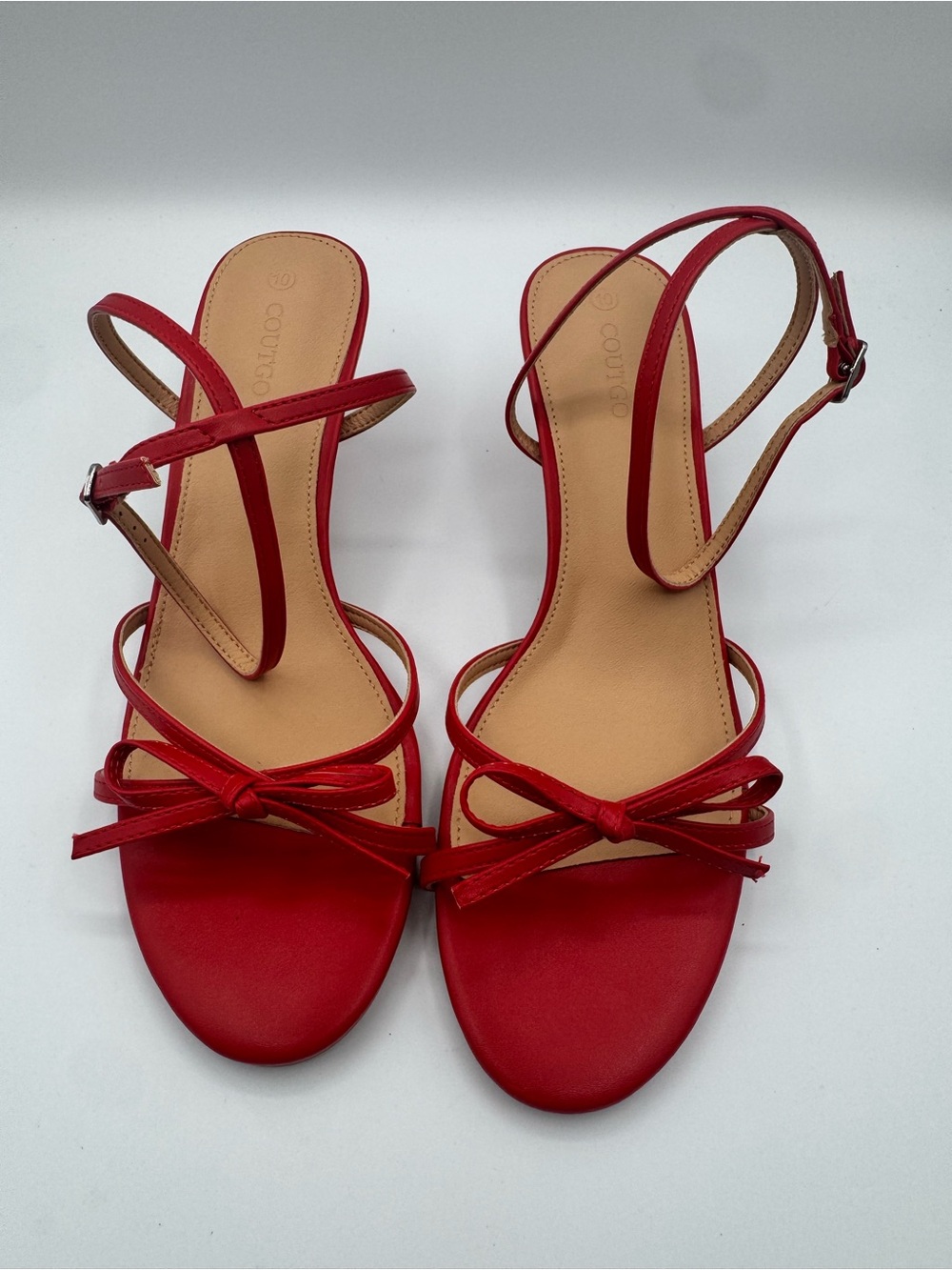 COUTGO Red Strappy Bow Sandals Women’s Size 10 NEW Coquette Balletcore